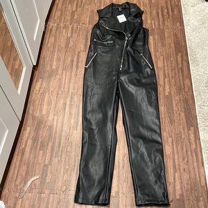 Forever 21 woman’s faux leather Moto jumpsuit. SZ L